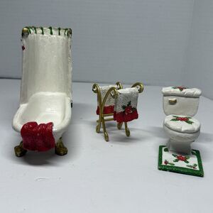 Dollhouse Miniature Bathroom Furniture Christmas Motif
